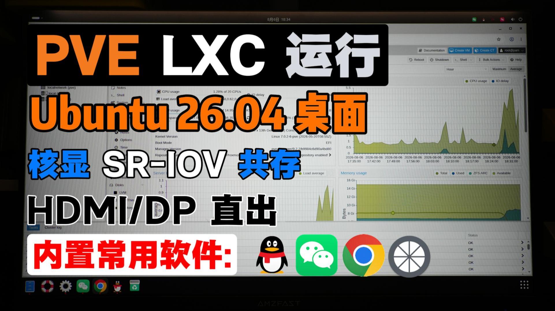 PVE LXC运行Ubuntu 26.04桌面：HDMI/DP输出、核显SR-IOV共存、集成QQ 微信 Moonlight 谷歌浏览器 视频播放器 中文输入法-小陈折腾日记